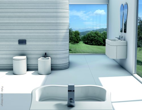 Designstarkes Bad in puristischer Eleganz. Die schwungvollen Formen verleihen dem Bad von plaviasdesign Wellness-Charakter. Designstarkes Bad in puristischer Eleganz. Die schwungvollen Formen verleihen dem Bad von plaviasdesign Wellness-Charakter.