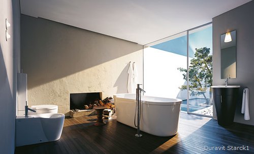 Mit der Serie Starck 1 ist Philppe Starck und Duravit zurückgegangen zu den Urformen von Waschschale, Eimer und Zuber. Das Design der brühmten Starck Tonne stellt die nach oben geöffnete Grundform eines Eimers dar.