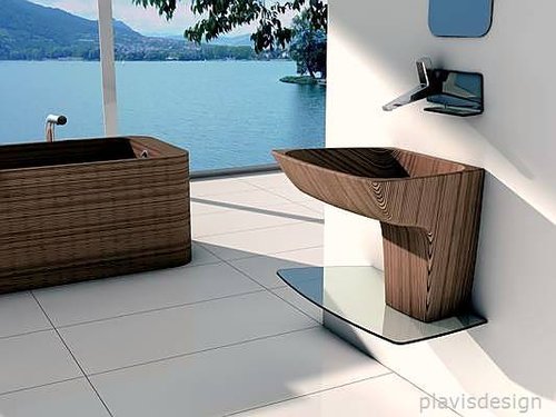 Holz macht jedes Bad wohnlich. Holzwaschbecken und Badewannen aus Holz von plavisdesign Holz macht jedes Bad wohnlich. Holzwaschbecken und Badewannen aus Holz von plavisdesign